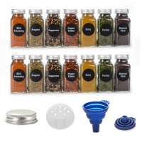 Salt Pepper Grinder Glass 120ml Jar Set Salt Pepper Glass Storage Jar Square Spice Jar