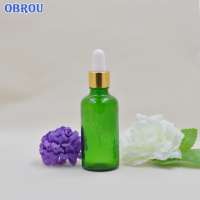 Hot sale essential oil serum eliquid green glass dropper bottle 50ml Pharma Medical Green cosmetic glass bottle